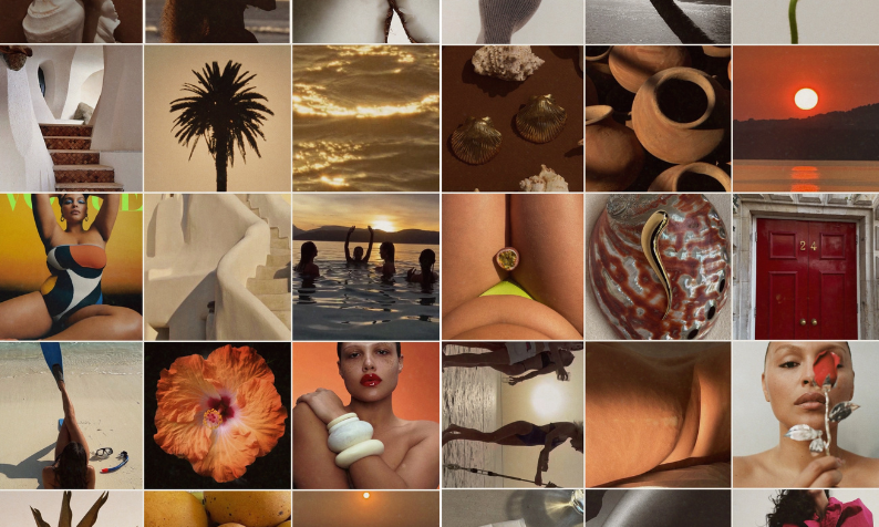 Bokumaia Sun Haze collection mood board – inclusive swimwear inspired by warm golden light and the female form