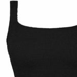 Flat lay detail of the black Sirena square neck tankini top and its shoulder strap