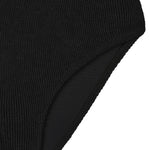 Flat lay back view of the black Sirena bikini bottoms with full seat coverage