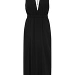 Bokumaia Agnes Maxi Dress Black with plunge neckline and fluid silhouette