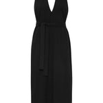 Bokumaia Bettina Midi Dress Black halter neck silhouette in textured cotton