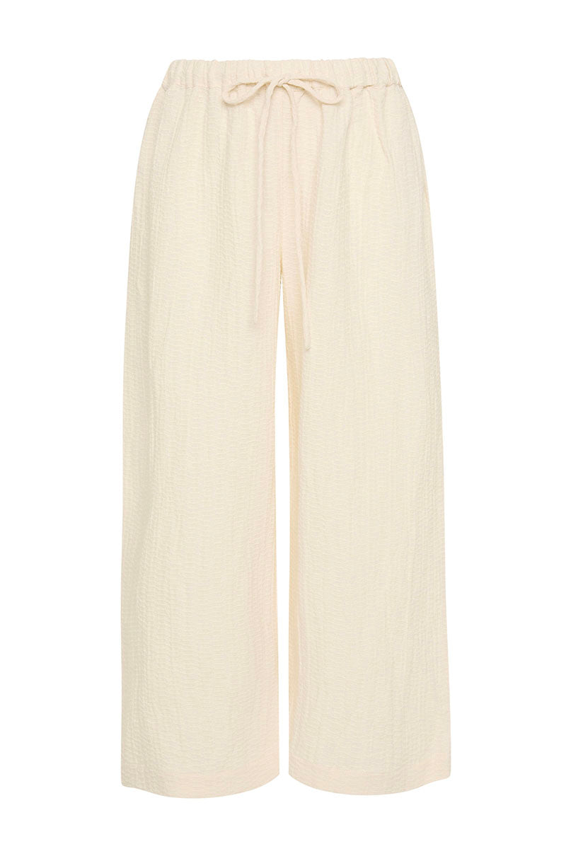 Bokumaia Echo Pant Ecru wide-leg linen pant with drawstring waist