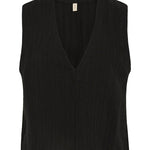 Bokumaia Echo Tank Black sleeveless v-neck in textured linen