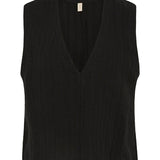 Bokumaia Echo Tank Black sleeveless v-neck in textured linen