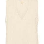 Bokumaia Echo Tank Ecru sleeveless v-neck in textured linen blend