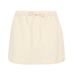 Bokumaia Sahara Mini Skirt Ecru mid-rise linen mini with drawstring waist