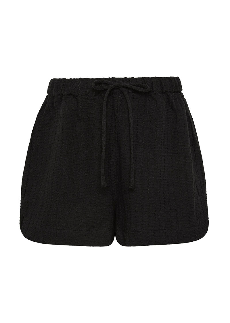 Bokumaia Sunset Short Black linen blend relaxed fit short with drawstring waist