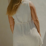 Back view of Blanca Mini Dress Ecru showing relaxed, bra-friendly cut