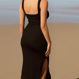 Solstice Midi Sculpting Swim Dress Black